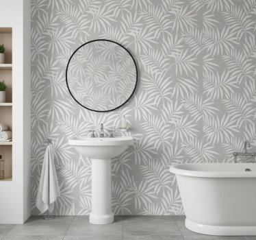 Tapete badezimmer elegante graue blätter - TenStickers