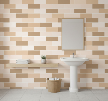 Tapete badezimmer in neutralen ziegeloptik - TenStickers