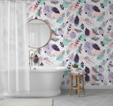 Tapete badezimmer mit boho federdesign - TenStickers
