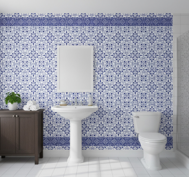 Tapete badezimmer mit kunstvollen blauen fliesen - TenStickers