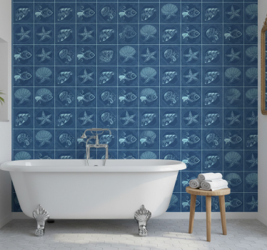Tapete badezimmer mit meereslebewesen design - TenStickers