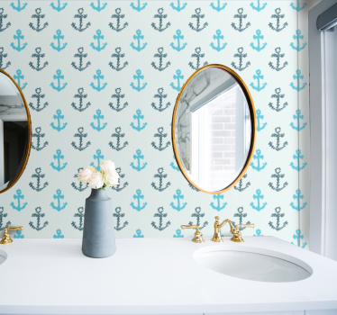 Tapete Badezimmer nautisches ankermuster - TenStickers