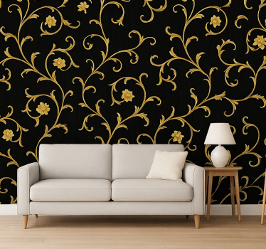 Tapete barock goldene scrollen mitternachts-schwarz - TenStickers