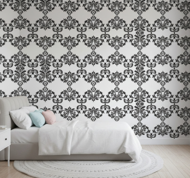 Tapete barock mit schwarzem damastblumenmuster - TenStickers