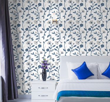 Tapete Blumen Abstrakte blumen blau und grau - TenStickers