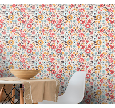 Tapete Natur Blumendruck rosa - TenStickers