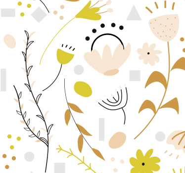 Handgezeichnetes Blumenmuster Fototapete Natur - TenStickers