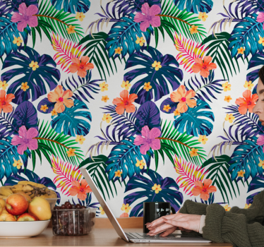 Tapete Natur Hawaii bunte Blumen - TenStickers