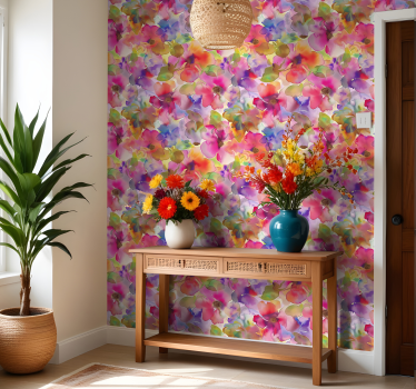 Tapete Eingang mehrfarbiges Blumendesign - TenStickers