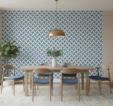 Tapete esszimmer geometrisches blaues quadratmuster - TenStickers