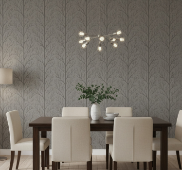 Tapete esszimmer graue waldbaum-motive - TenStickers