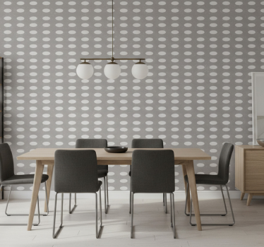 Tapete esszimmer mit geometrischem grauem kreismuster - TenStickers