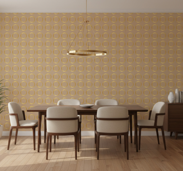 Tapete esszimmer mit geometrischem muster goldene kreise - TenStickers
