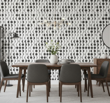 Tapete esszimmer monochrome halbkreise - TenStickers