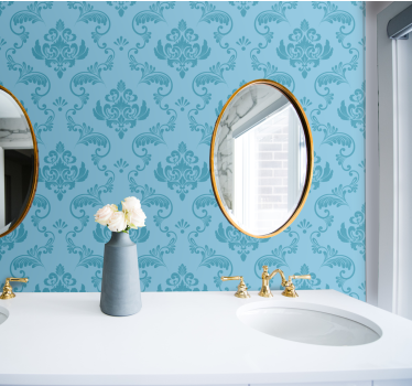 Tapete Badezimmer blaue botanische kurven - TenStickers