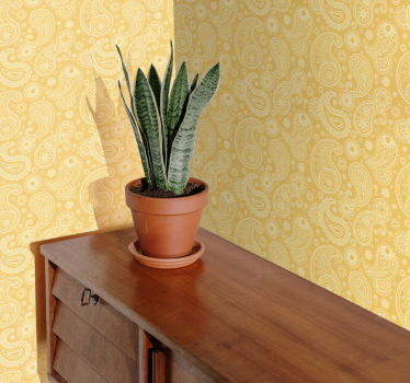 Tapete Eingang aufwendiges gelbes paisley-motiv - TenStickers