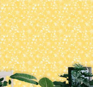 Blumentapete lebendiges gelbes muster - TenStickers