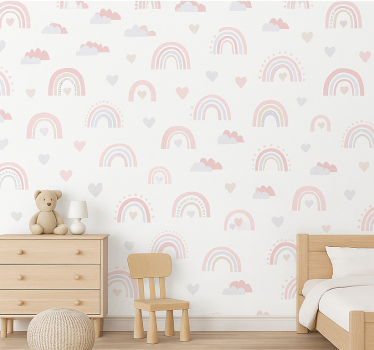 Tapete kinderzimmer im rosa regenbogen design - TenStickers