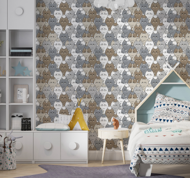 Kinderzimmer Tapete mit niedlichem Katzen Design - TenStickers