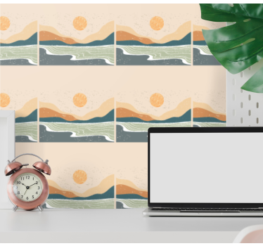 Tapete landschaft im abstrakten stil - TenStickers