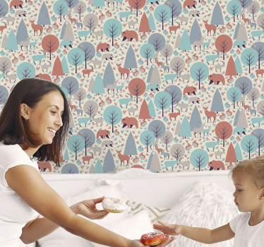 Tiere und Bäume Kinderzimmer Tapete - TenStickers