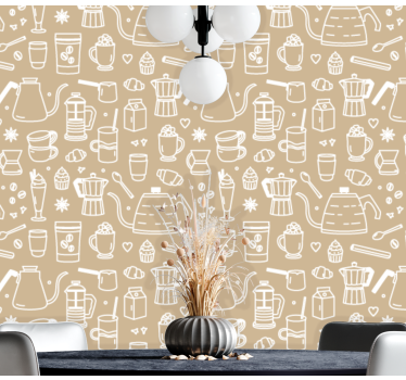 Kaffeetassen Muster Tapete Küche - TenStickers