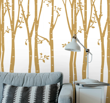 Tapete Baum stilisierte goldene silhouetten - TenStickers