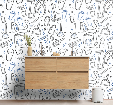 Tapete Badezimmer reinigungswerkzeuge motiv - TenStickers