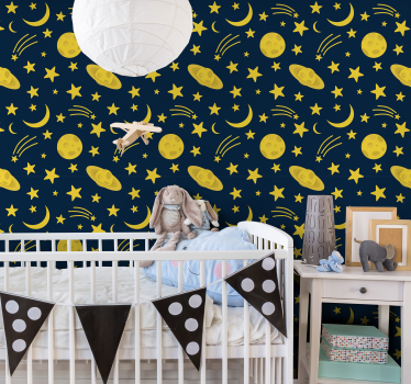Tapete Sternenhimmel himmlisches mondlichtthema - TenStickers