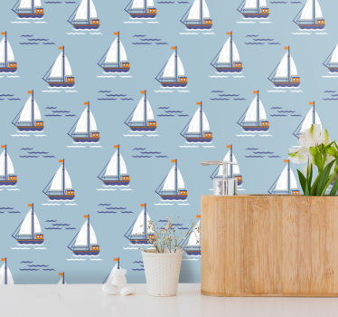 Tapete Badezimmer segelboote auf wellen - TenStickers