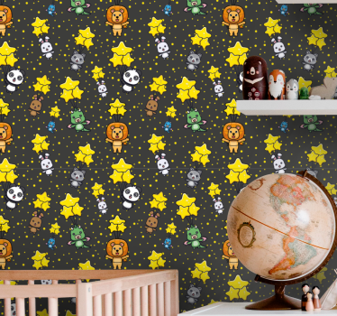 Tapete Baby tierbabys und sterne - TenStickers