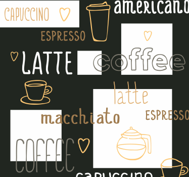 Dekorative Kaffeezeichnungen Tapete Küche - TenStickers