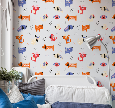 Tier Wandtapete Illustrierte hunde - TenStickers