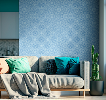 Wohnzimmer Tapete Blaue Mandala-Blume - TenStickers