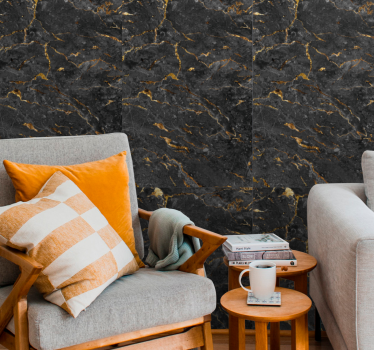 Vliestapete Marmor Schwarzgoldene marmorimitation - TenStickers
