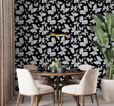 Wohnzimmer Tapete Schwarze Schmetterlinge - TenStickers