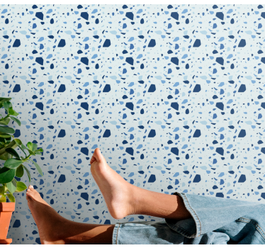 Vliestapete Steinoptik Blauer terrazo - TenStickers