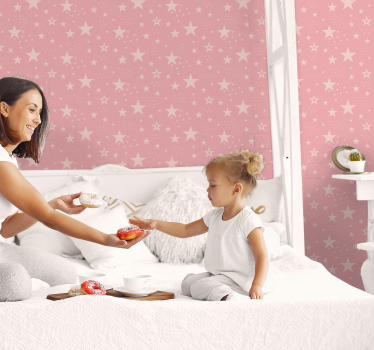 Kinderzimmer Vliestapete Sterne Hellrosa Sterne - TenStickers