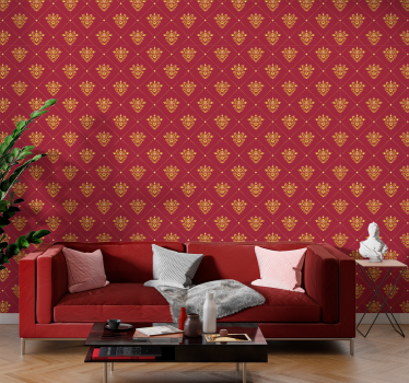 Tapete Wohnzimmer Barock goldenes Damastmuster - TenStickers